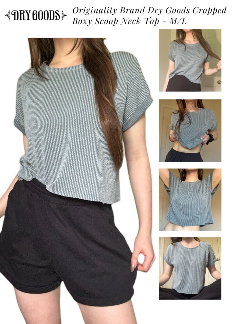 Originality Brand Dry Goods Cropped Boxy Scoop Neck Top - M/L